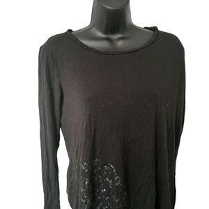 Simply Vera Vera Wang Black Long Sleeve Sequins High-low  M
